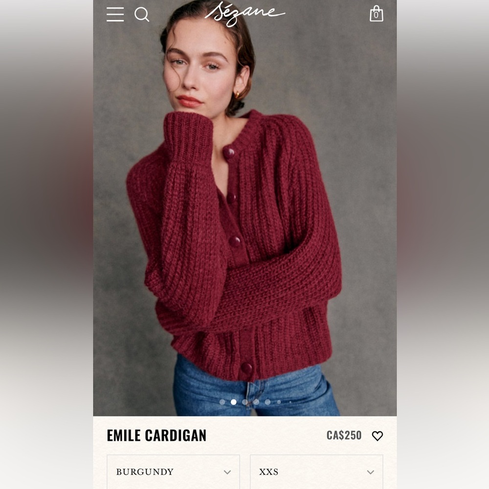 Sezane Emilie Cardigan burgundy XXS